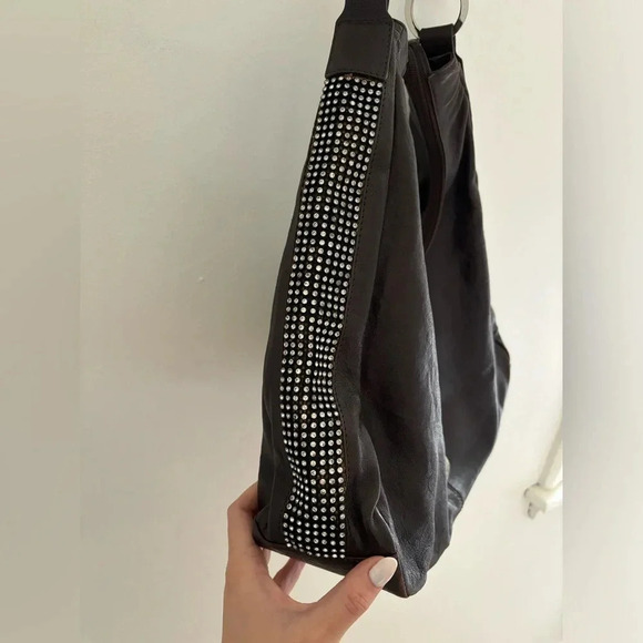 Vintage DXtouch Italian Leather Hobo Bag Swarovski Strap and Ring - Picture 4 of 13